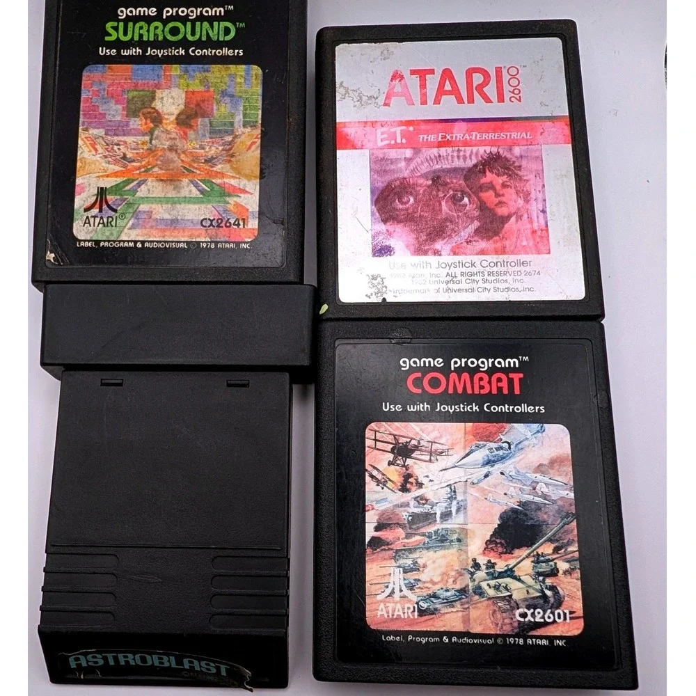 Atari 2600 Game Cartridge Lot of 4 Combat Surround ET Astroblast CX2601 CX2641